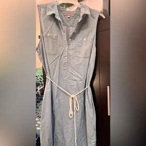 Light Blue Denim (soft) Chambray Shirt Dress with Rope Belt